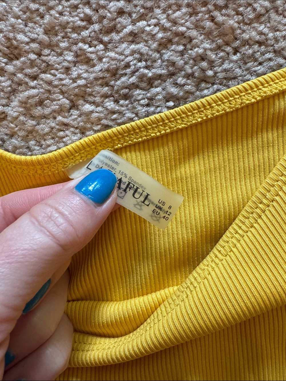 Zaful Bright Yellow Ribbed Triangle Bikini - Picture 7 of 9